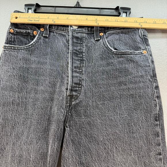 Levi's Jeans Women's 29 (8) Black Ribcage Straight Ankle Button Fly Big E VTG - Picture 10 of 14